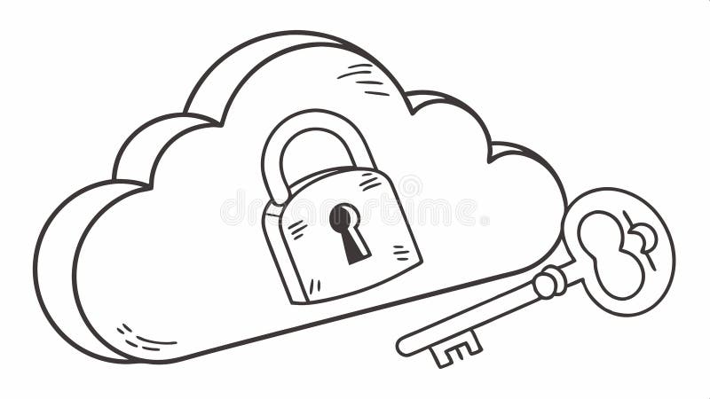 Tasto cloud lock e accesso sicuro a mano accesso protetto all'icona di dati cloud, progettazione vettoriale Generative AI. Icona di blocco cloud con una chiave e una mano che rappresentano un accesso sicuro ai dati cloud enfatizzando l'accesso autorizzato e l'autenticazione dell'utente per la protezione di informazioni sensibili basate su cloud e la progettazione di risorse vettore Generative AI