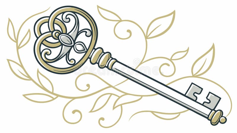 Tasto di ossatura antico decorativo con eleganti fioriture vettoriali Generative AI royalty illustrazione gratis