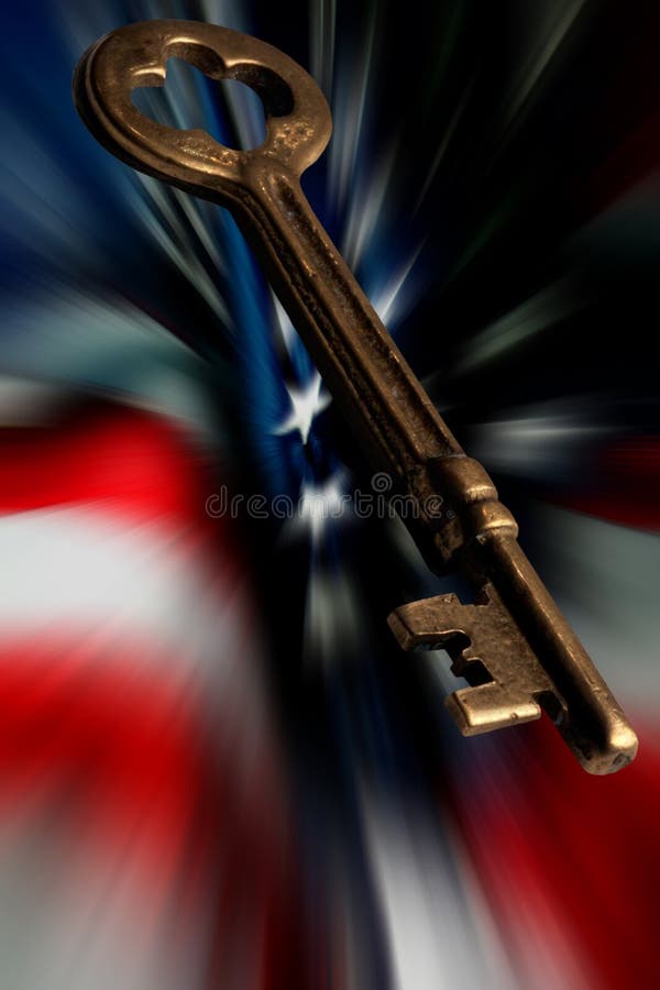 Tasto di scheletro e bandierina degli Stati Uniti fotografia stock libera da diritti Tasto di scheletro e bandierina degli Stati Uniti fotografia stock libera da diritti