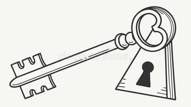 Tasto di vintage nel vettore Keyhole. Design vettoriale grafico simboli di accesso di sicurezza Generative AI royalty illustrazione gratis