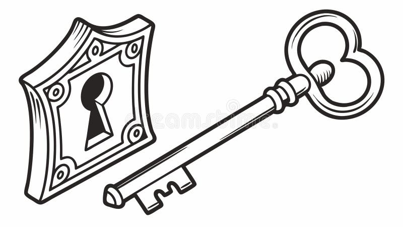 Tasto e illustrazione chiave simbolo di sicurezza di accesso progettazione vettoriale Generative AI illustrazione di stock