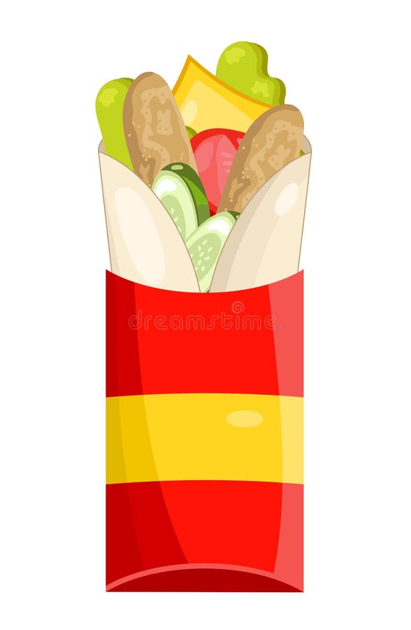 Tasty Burrito On White Background Stock Vector - Illustration of