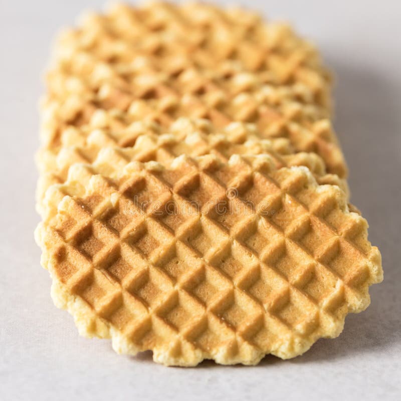 Tasty Butter Waffle Cookies on Gray Background Square Stock Photo