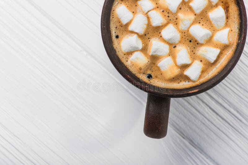 Tasty Coffee Cup with Marshmallow Stock Image - Image of marshmallow