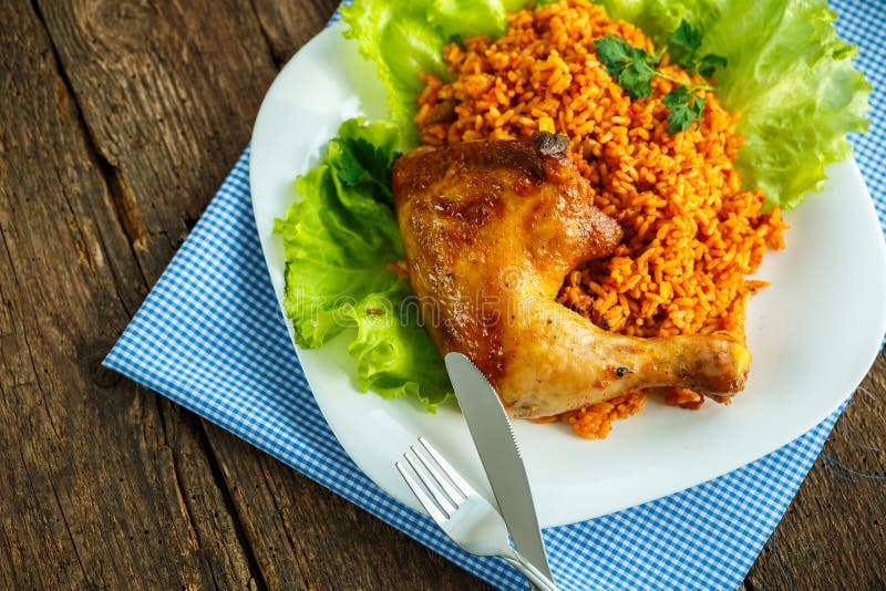 Tasty Dish of Chicken Thigh with Rice Stock Image - Image of fresh ...