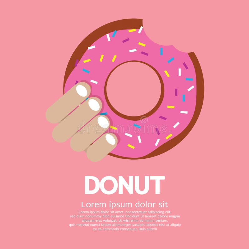 Hand Holding A Tasty Doughnut Vector Illustration EPS10. Doughnut isolated vectors