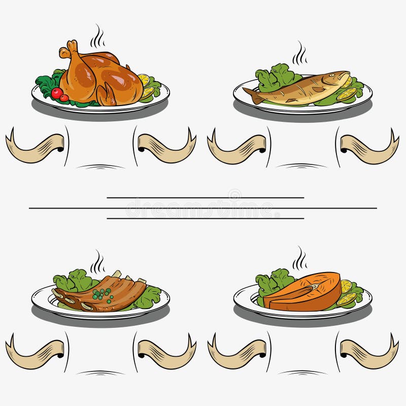 Tasty food on a plate stock illustration Tasty food on a plate stock illustration