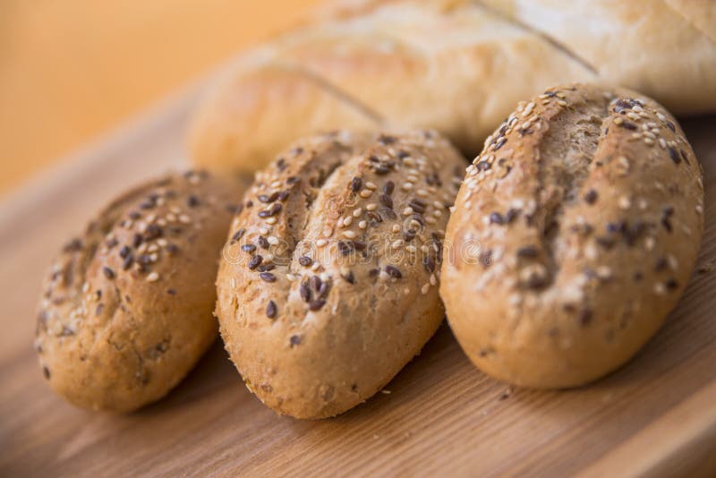 Tasty french rolls with sesame seeds