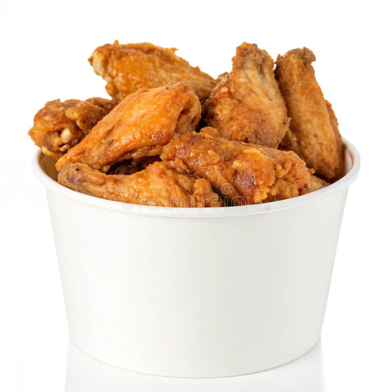 Tasty Fried Chicken Wings Bucket isolerat på vit bakgrund royaltyfri illustrationer