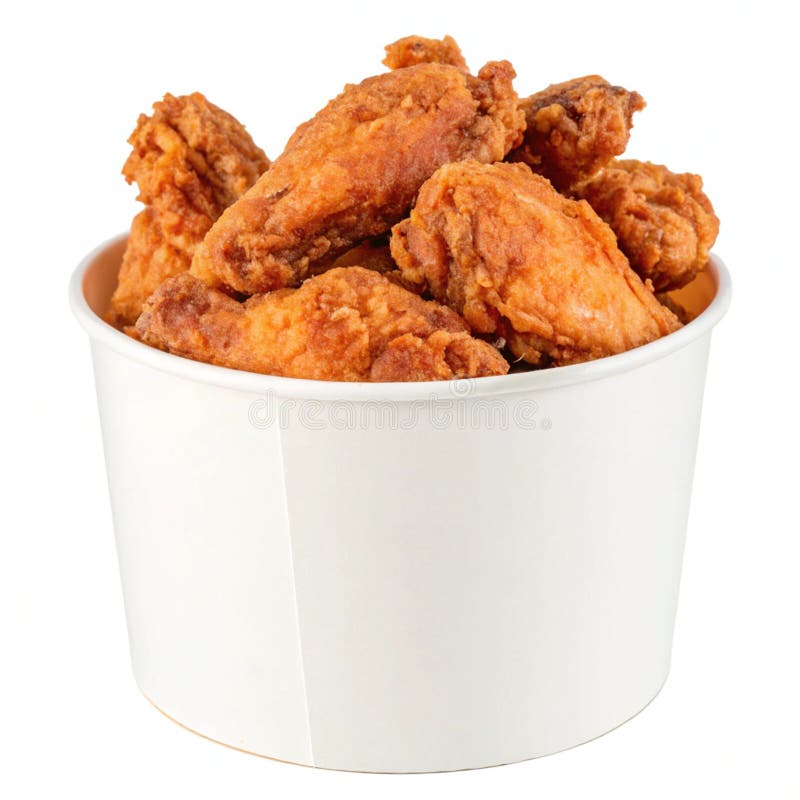 Tasty Fried Chicken Wings Bucket isolerat på vit bakgrund stock illustrationer