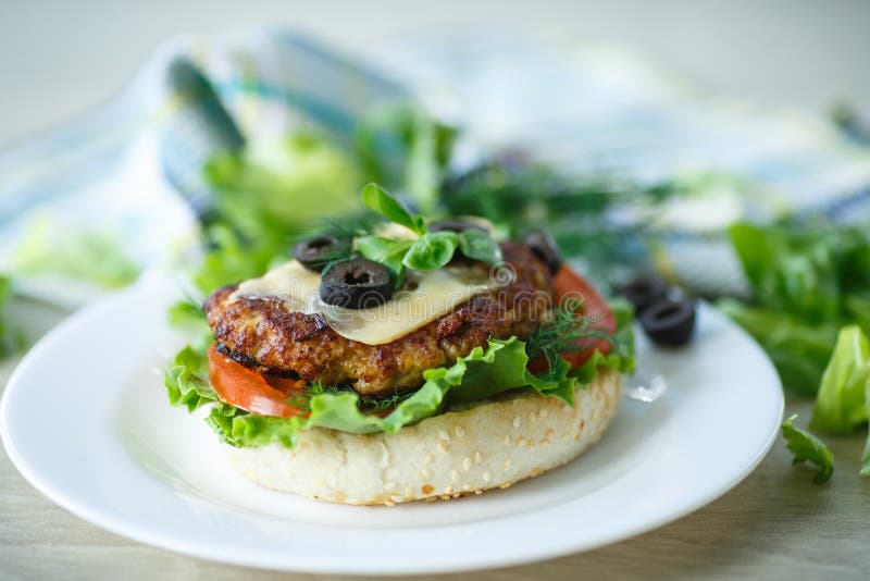Tasty Hamburger With Lettuce And Tomato Stock Photo Image of classic