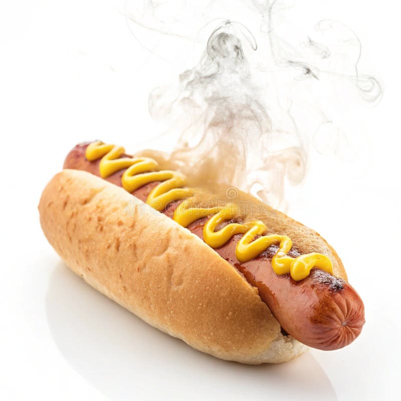 Hot dog with mustard isolated on white background stock illustration