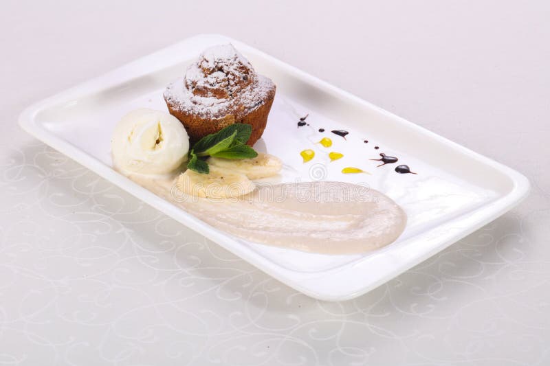 Tasty Hot Muffin with Ice Cream Stock Image Image of cake, cupcake