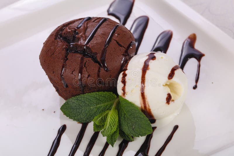 Tasty Hot Muffin with Ice Cream Stock Image Image of molten, lava