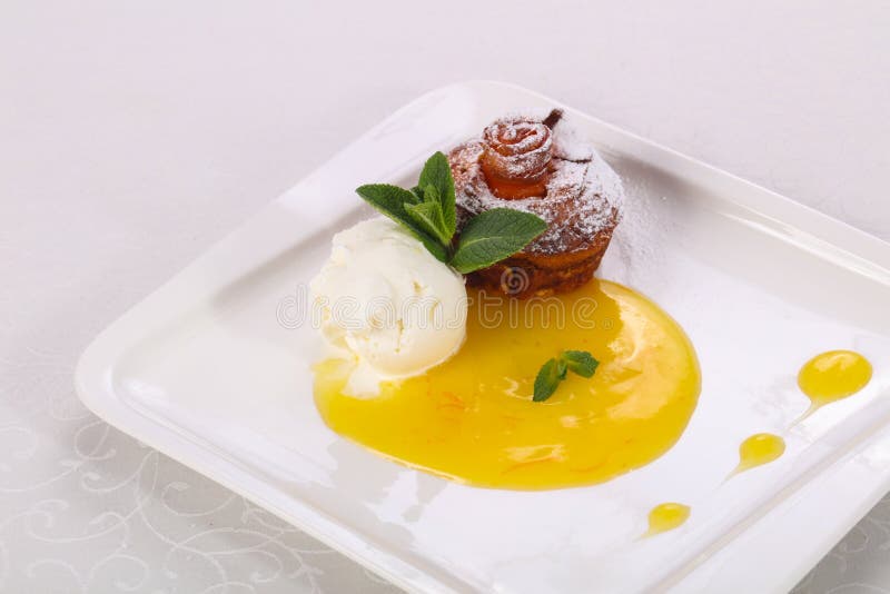 Tasty Hot Muffin with Ice Cream Stock Image Image of molten, dark