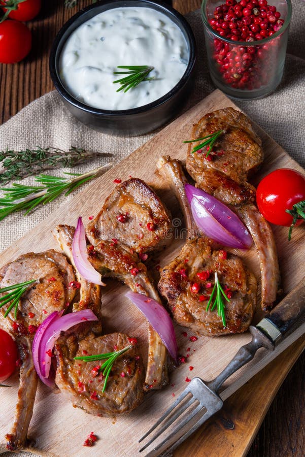 Tasty Lamb Chops with Mint and Rosemary Stock Image Image of german