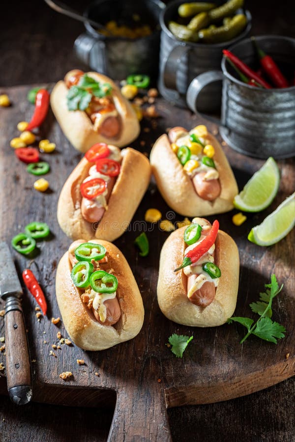 Tasty Mini Hot Dogs As a Quick Appetizers Stock Photo Image of