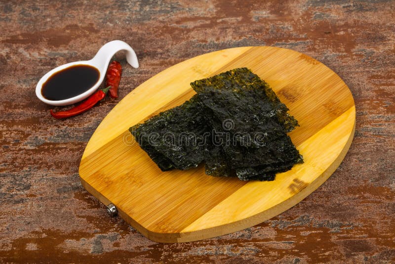 Crispy Chips Of Nori . Japanese Or Korean Roasted Seaweed Snack