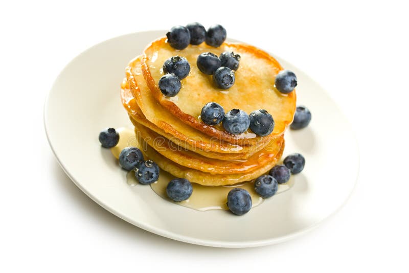Tasty pancakes with blueberries stock photo