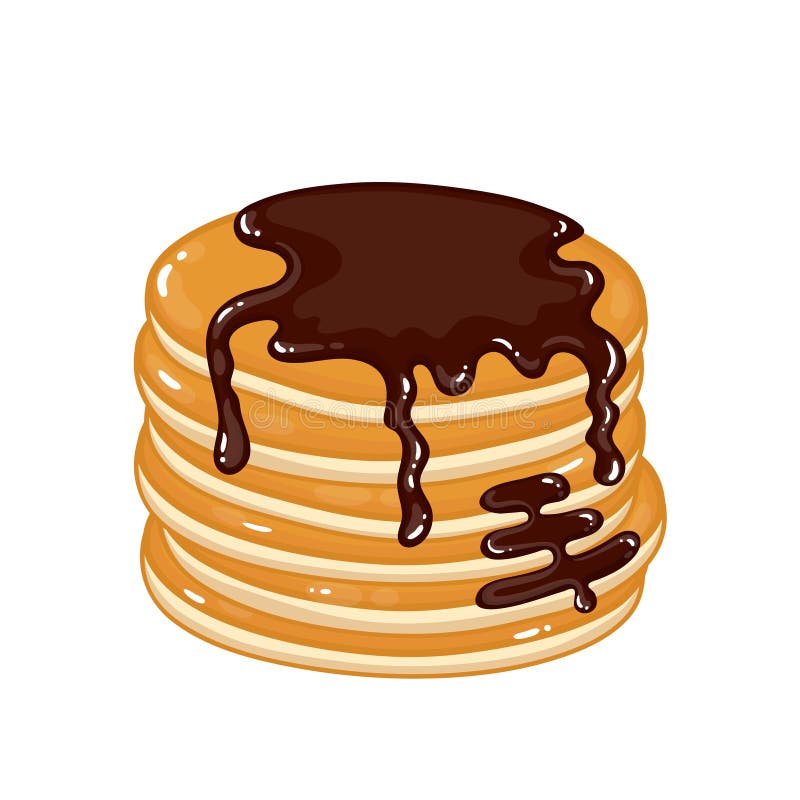 Pancakes with Chocolate Syrup and Chocolate Whipped Cream Stock Vector
