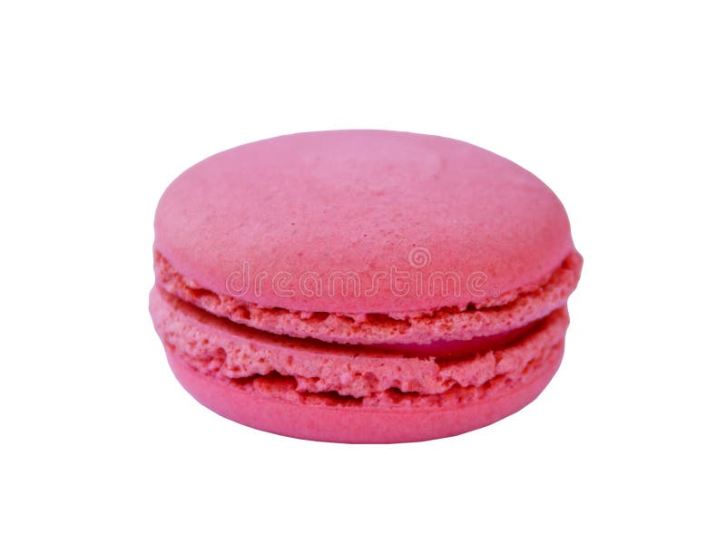 One Single Pink Macaron On White Background. Stock Photo - Image of ...