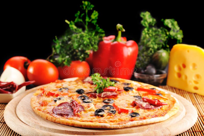 Tasty pizza on plate royalty free stock image