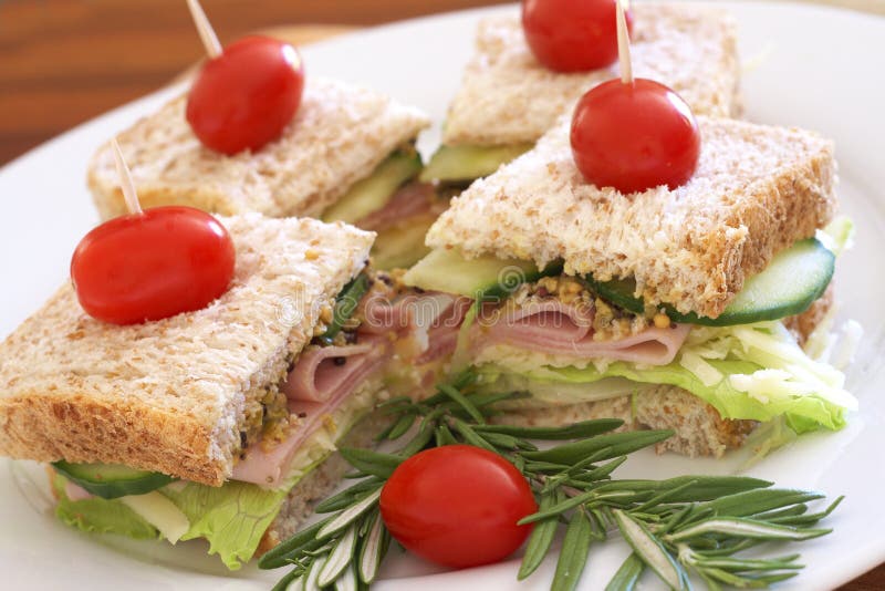 Tasty sandwiches on wholewheat bread