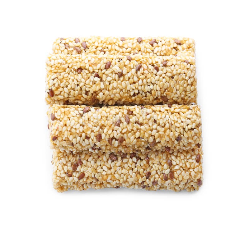Tasty Sesame Seed Bars Isolated on White Stock Image Image of food