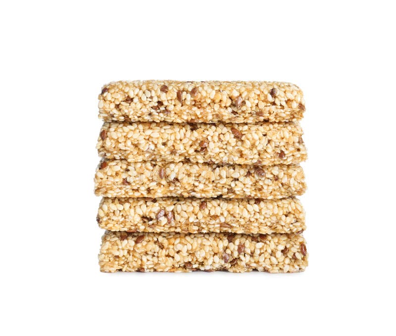 Tasty Sesame Seed Bars Isolated on White Stock Photo Image of natural, five 268058330