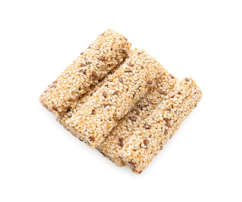 Tasty Sesame Seed Bars Isolated on White Stock Image Image of