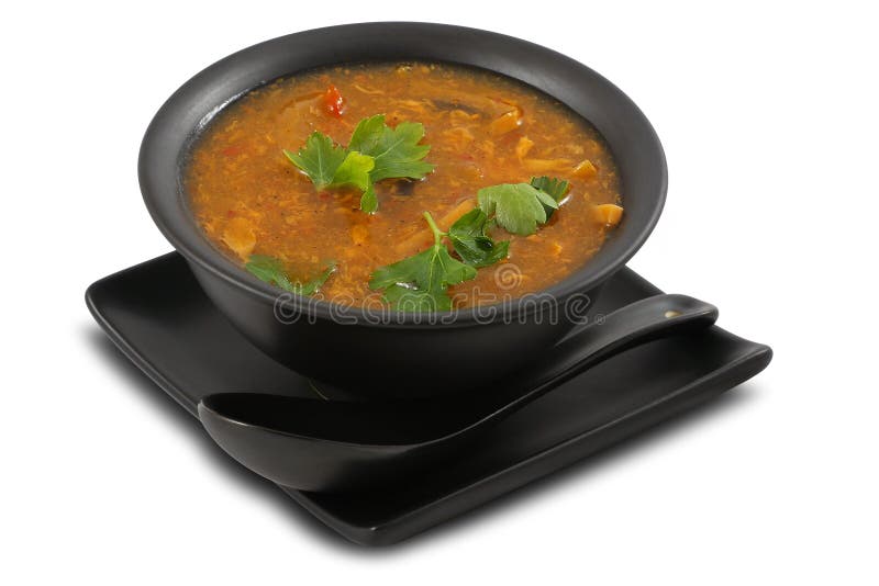 Tasty vegetable soup on white, isolated