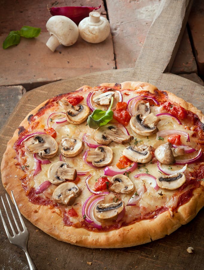 Tasty Vegetarian Italian Pizza Stock Photo - Image of health, mushroom ...