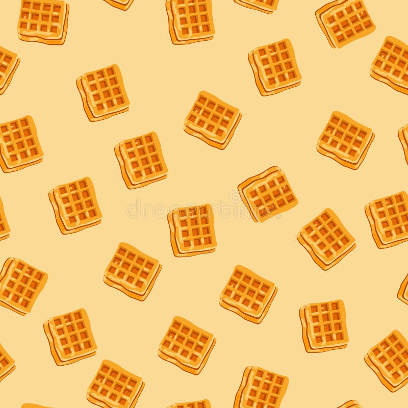 endless Tasty waffle pattern on an orange background