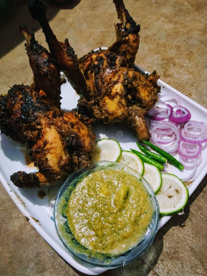 Indian Tasty Spicy Yummy Roast Chicken Methol Chutney Stock Photos ...