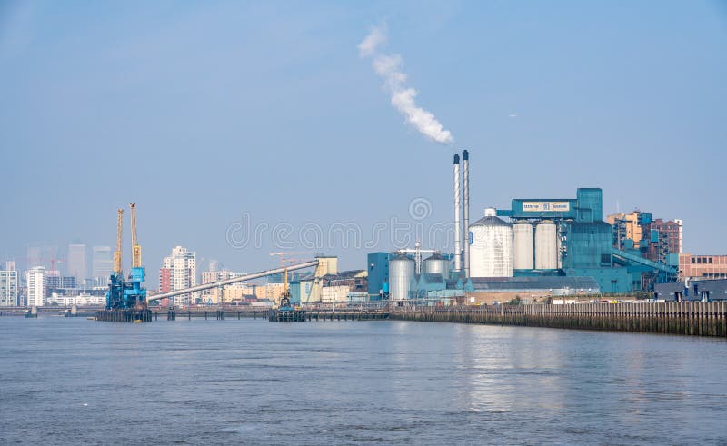 Tate and Lyle sugar refinery by river thames in London