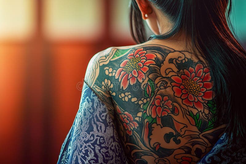 Tatouage floral complexe sur le dos illustration stock
