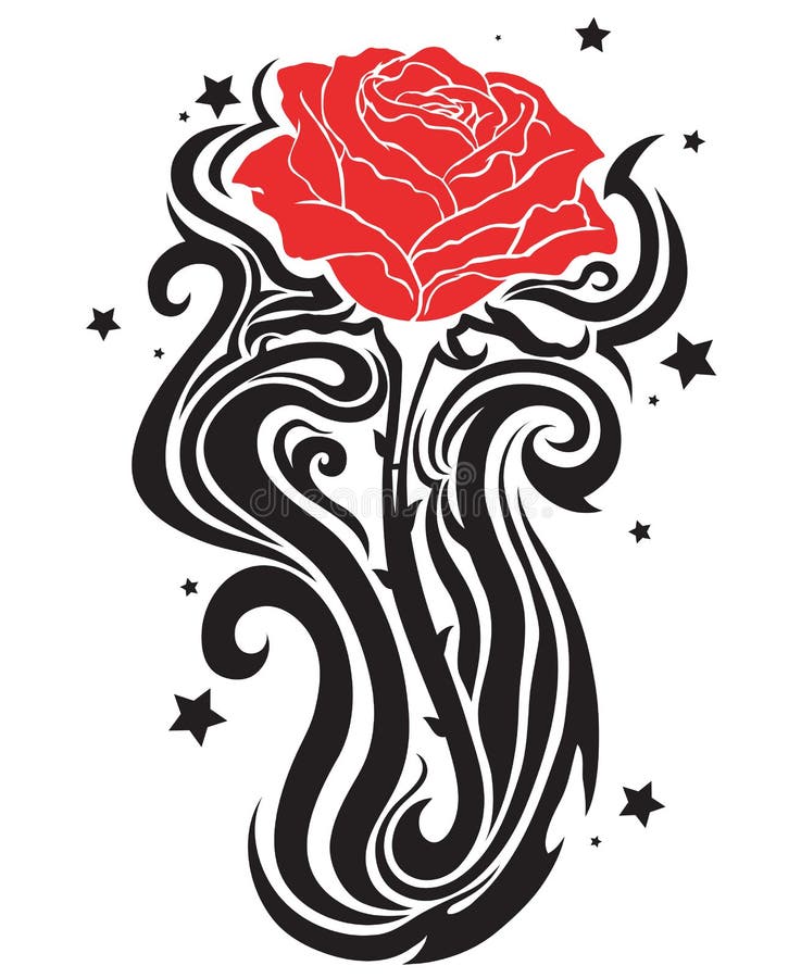 Tatouage rose élégant illustration de vecteur Tatouage rose élégant illustration de vecteur