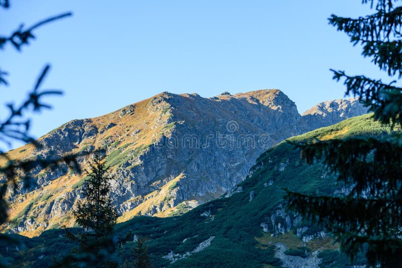 Tatra mountain peak view in Slovakia in sunny day