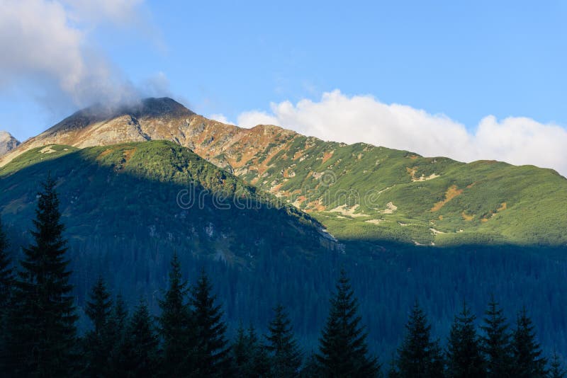 Tatra mountain peak view in Slovakia in sunny day