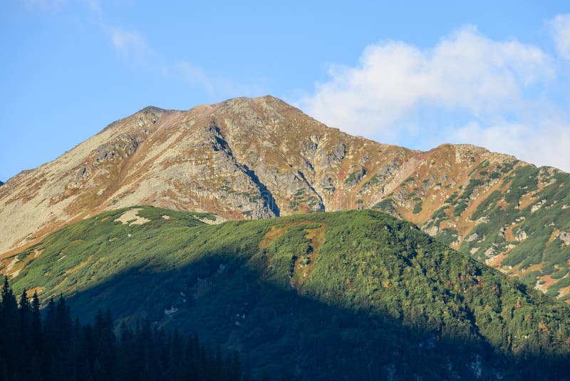 Tatra mountain peak view in Slovakia in sunny day