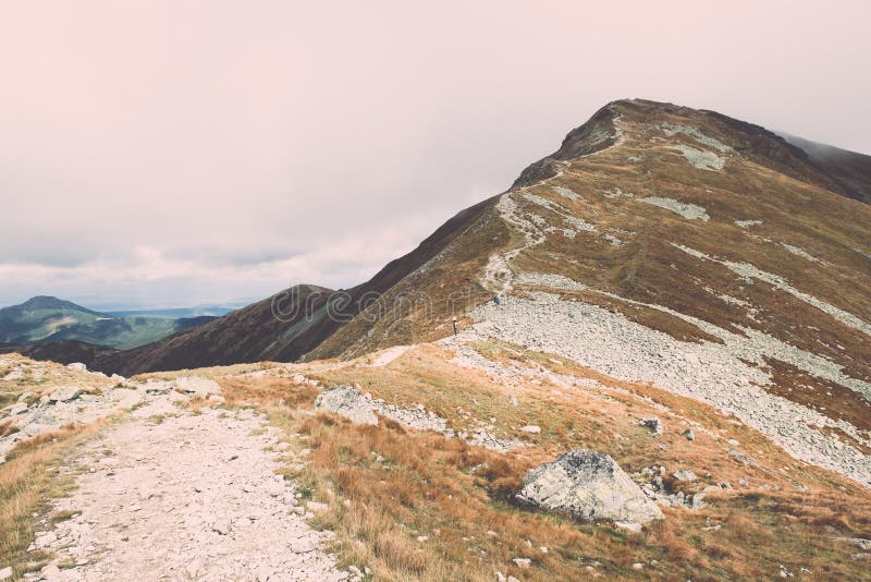 Tatra mountains in Slovakia covered with clouds - vintage effect