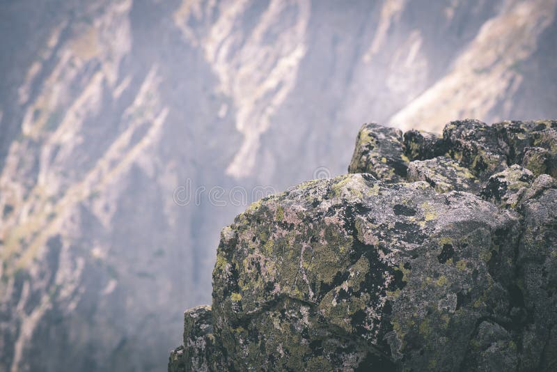 Tatra mountains in Slovakia covered with clouds - vintage film e