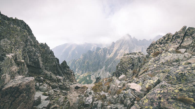 Tatry na Slovensku zahalené mrakmi - vintage film e