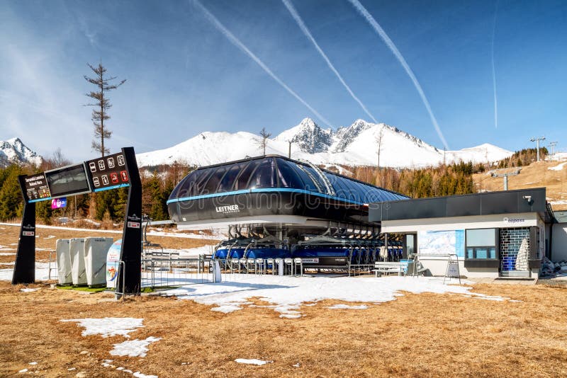 Station of ski lift in resort Tatranska Lomnica in High Tatras mountains, Slovakia
