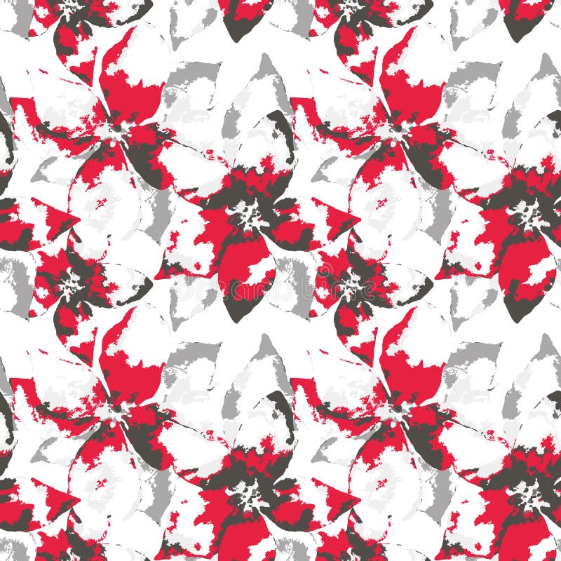 Tattered Red and gray Silhouette of abstract flowers with leaves on white background. vector illustration Tattered Red and gray Silhouette of abstract flowers with leaves on white background. vector illustration
