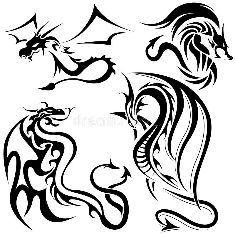 Tattoo Dragons stock illustration Tattoo Dragons stock illustration