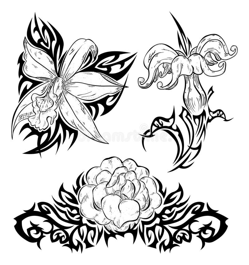 tribal flower tattoo stencils