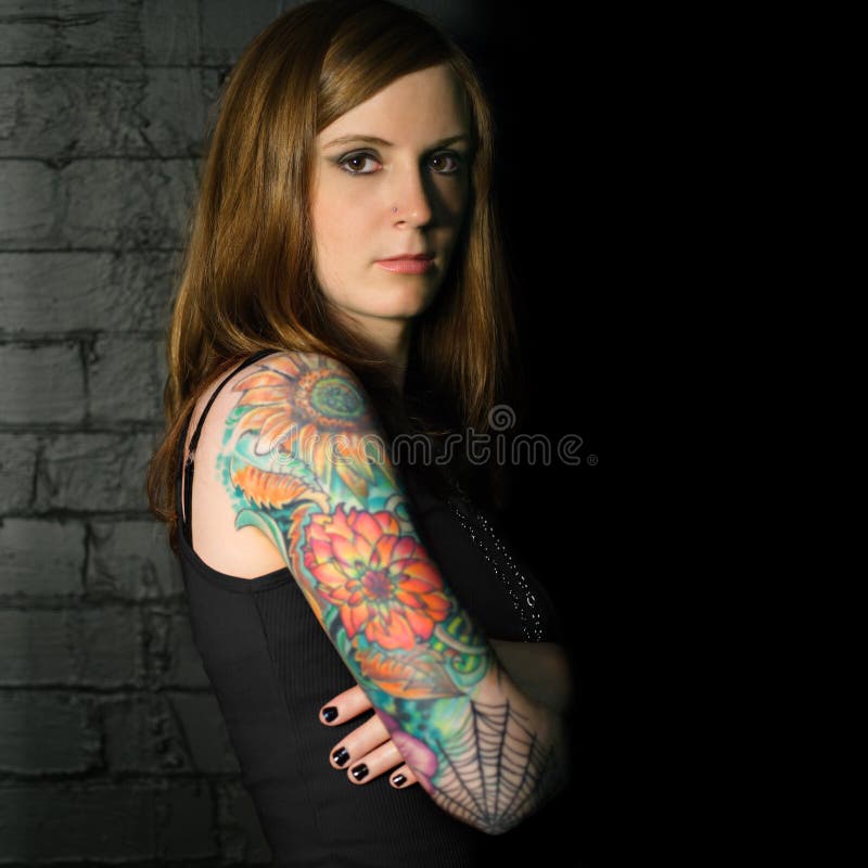 Tattoo Girl 3 stock image. Image of caucasian, goth, pretty - 3678295