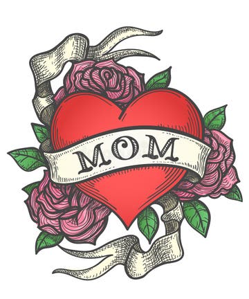 Vintage Mom Heart Tattoo Stock Illustrations – 153 Vintage Mom Heart ...