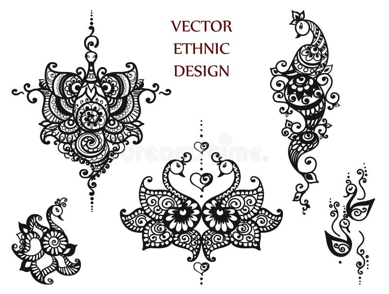 Tattoo henna mandala set stock vector. Illustration of symbol - 81890502